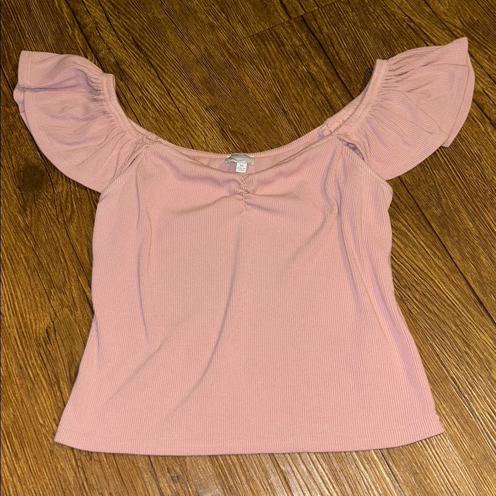 Blue Rain Blush Ribbed Top